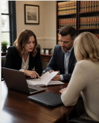 Reunión de trabajo con una clienta en el estudio Hornes Abogados